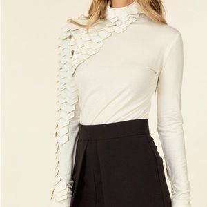 Off White Long Sleeve Top with Scale Detail